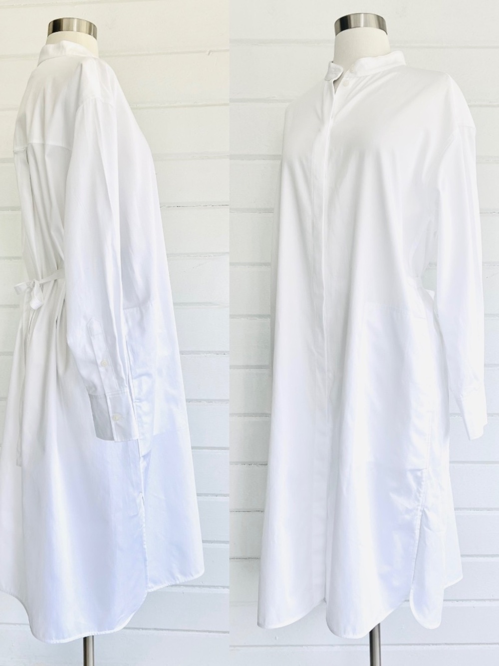 COS NWT! White Cotton Poplin Shirt Dress w/ Tie Back - S